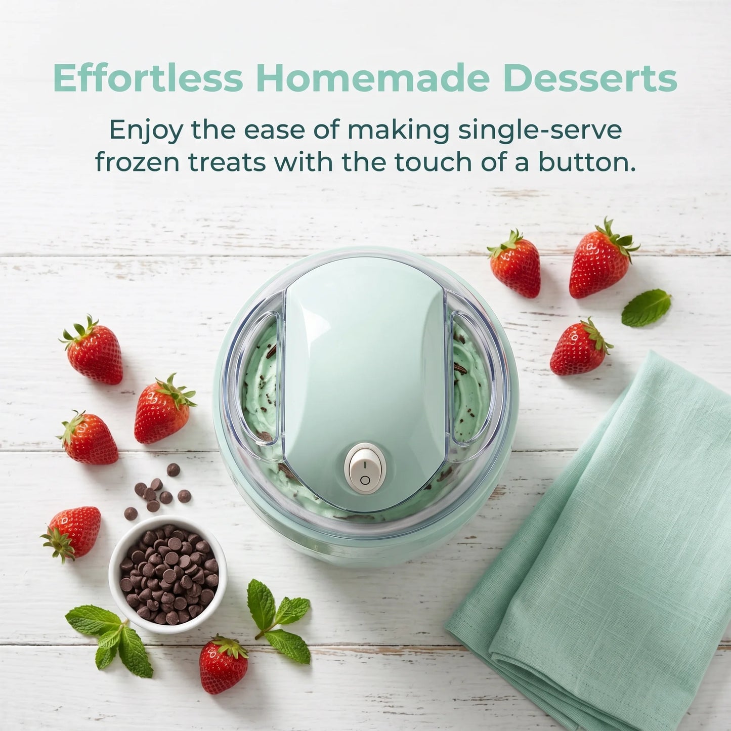 Small Home Mini Ice Cream Maker, Just 15 Minutes, DIY Mini Ice Cream Maker, One-Touch Dessert Maker, Single Serving of Gelato, Frozen Yogurt, Compact Electric Makers for Kitchen, Family Treats