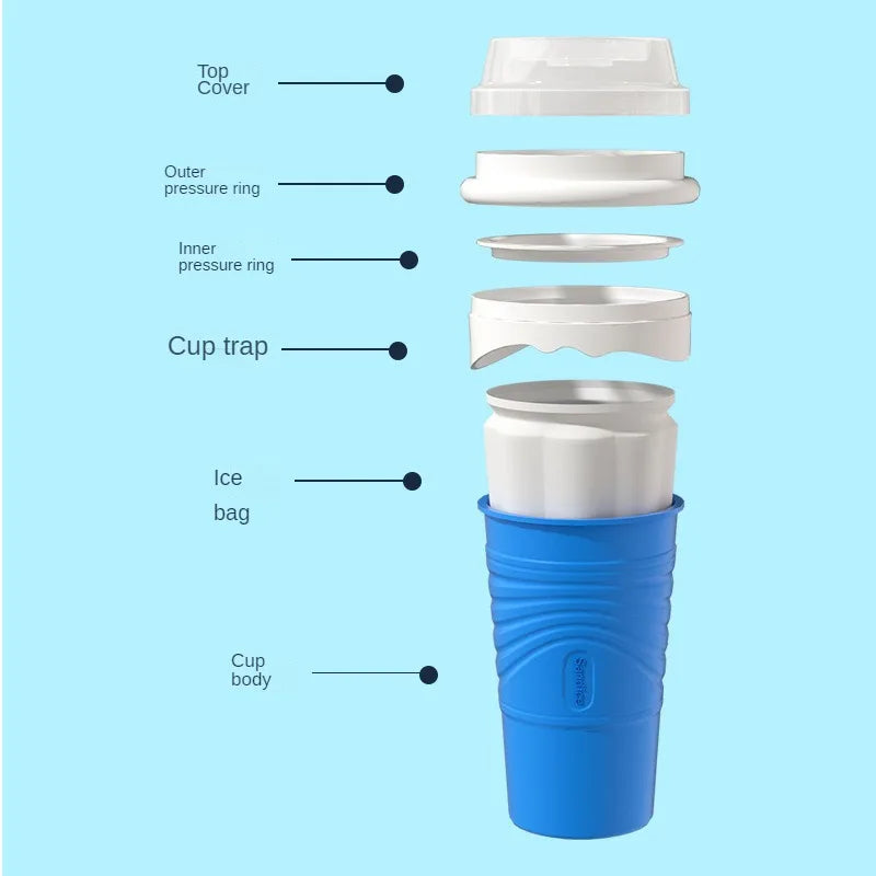500ML Silicone Quick-Frozen Ice Cream Maker Squeeze Cup Diy Slushy Maker Cup Magic Slush Cups Milkshake Bottle Smoothie Makers