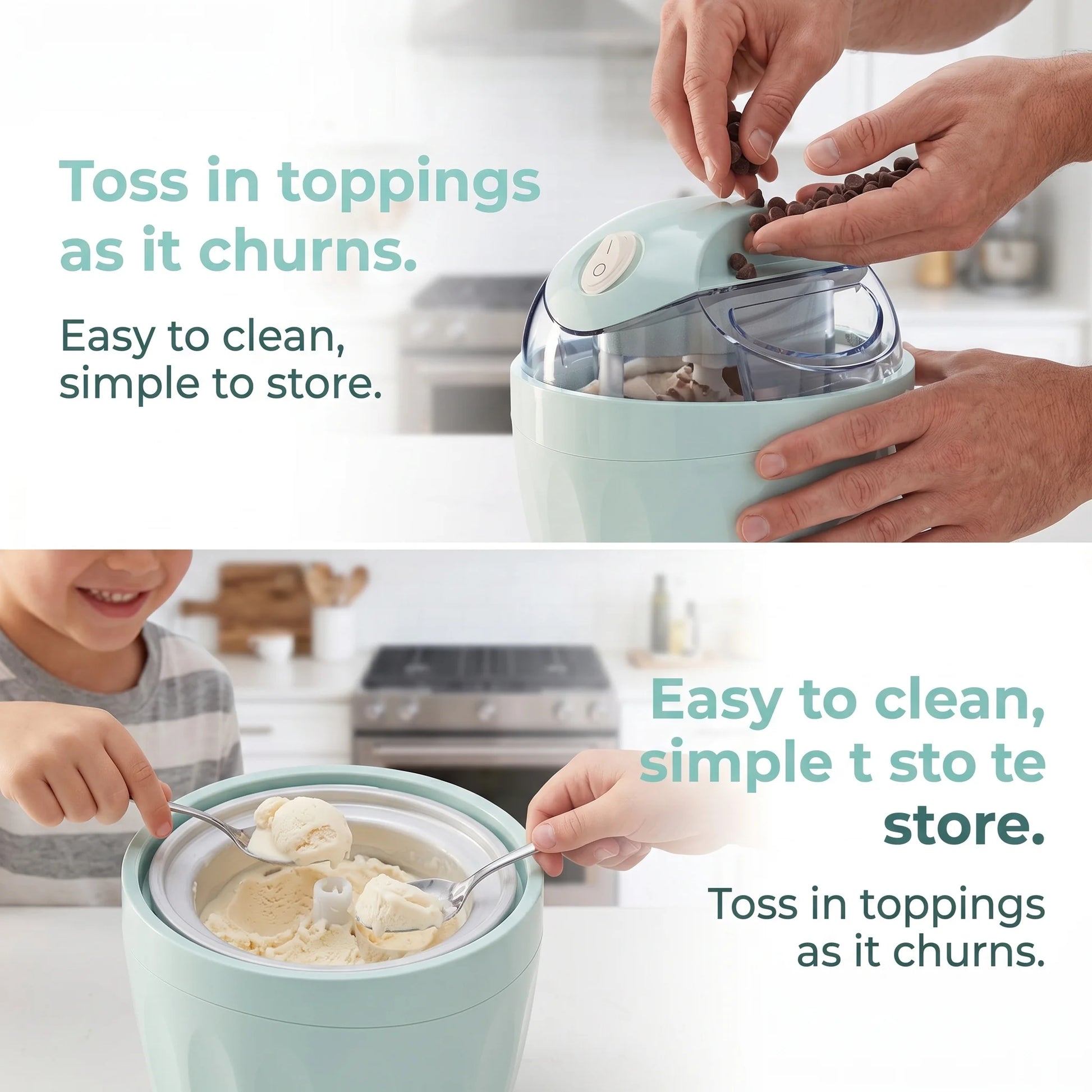 Small Home Mini Ice Cream Maker, Just 15 Minutes, DIY Mini Ice Cream Maker, One-Touch Dessert Maker, Single Serving of Gelato, Frozen Yogurt, Compact Electric Makers for Kitchen, Family Treats