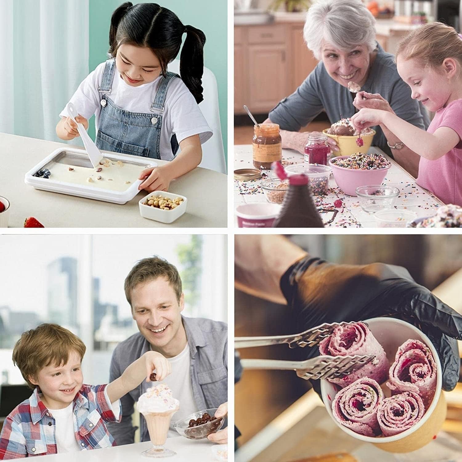 Instant Ice Cream Maker,Rolled Ice Cream Maker, Soft Serve Ice Cream Maker,Perfect for Frozen Yogurt, and More! Food Grade Stainless Steel Ice Cream Roll Machine for Home Us (Pink)