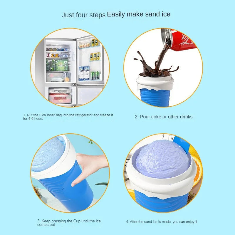 500ML Silicone Quick-Frozen Ice Cream Maker Squeeze Cup Diy Slushy Maker Cup Magic Slush Cups Milkshake Bottle Smoothie Makers