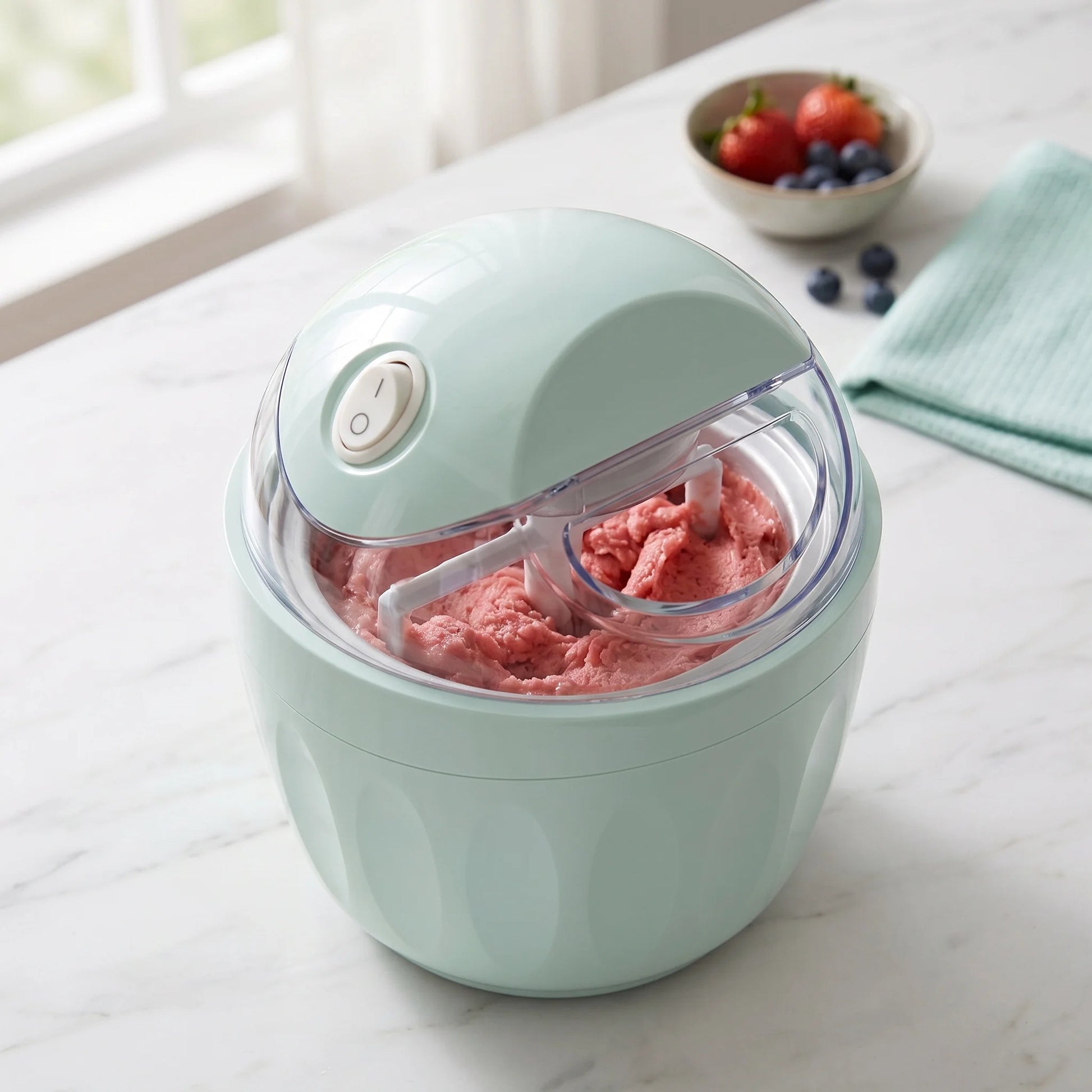 Small Home Mini Ice Cream Maker, Just 15 Minutes, DIY Mini Ice Cream Maker, One-Touch Dessert Maker, Single Serving of Gelato, Frozen Yogurt, Compact Electric Makers for Kitchen, Family Treats