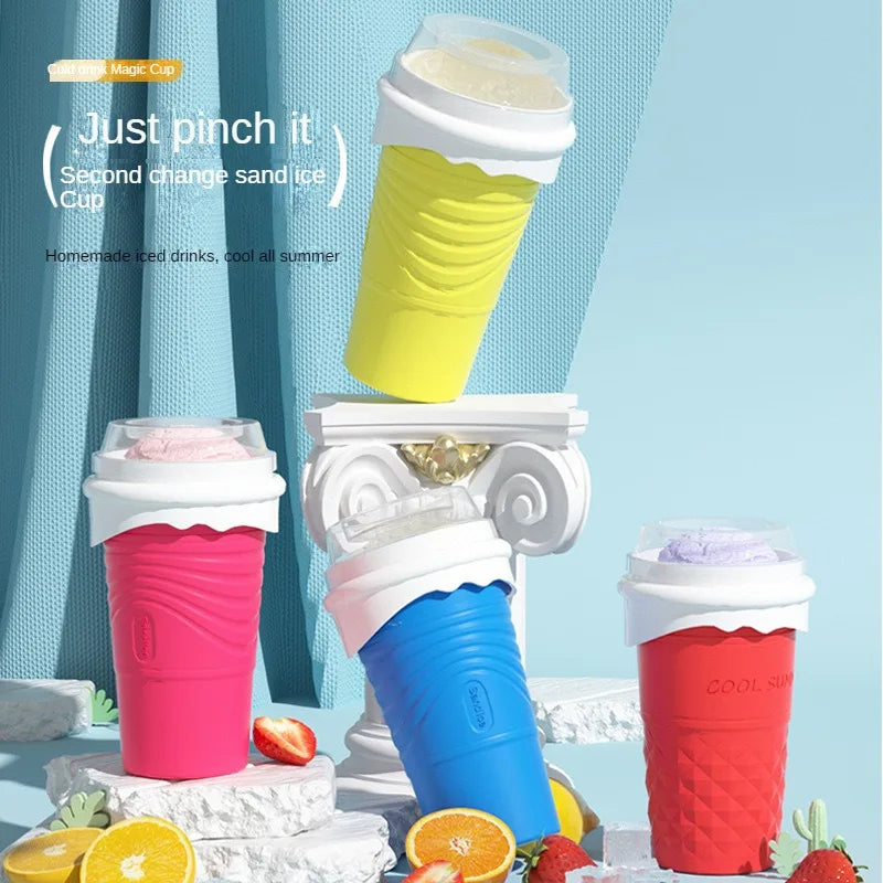 500ML Silicone Quick-Frozen Ice Cream Maker Squeeze Cup Diy Slushy Maker Cup Magic Slush Cups Milkshake Bottle Smoothie Makers