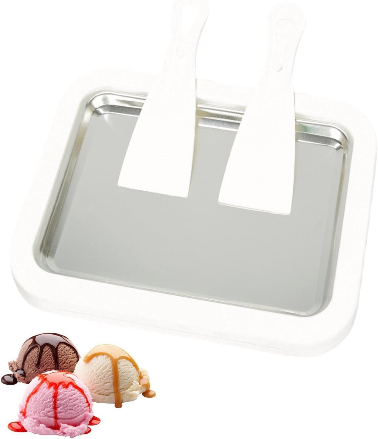 Instant Ice Cream Maker,Rolled Ice Cream Maker, Soft Serve Ice Cream Maker,Perfect for Frozen Yogurt, and More! Food Grade Stainless Steel Ice Cream Roll Machine for Home Us (White)