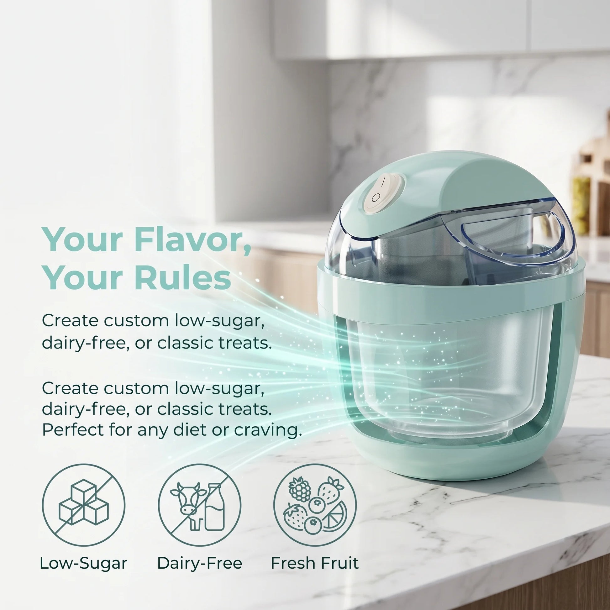 Small Home Mini Ice Cream Maker, Just 15 Minutes, DIY Mini Ice Cream Maker, One-Touch Dessert Maker, Single Serving of Gelato, Frozen Yogurt, Compact Electric Makers for Kitchen, Family Treats